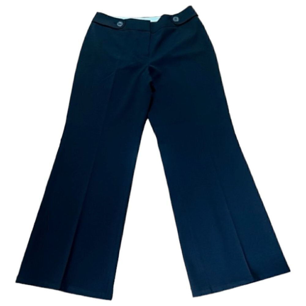 Adrienne Vittadini Women Pants Size 4 Black Wide Leg Silver Buttons NWT
